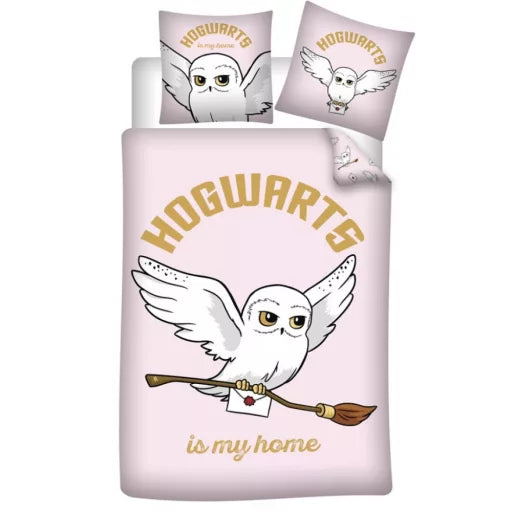 🦉 Parure de lit Harry Potter Hedvig – 140×200 cm + taie 63×63 cm
