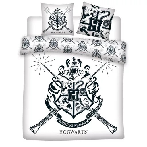 🧙♂️ Parure de lit double Harry Potter Blanc – 240×220 cm