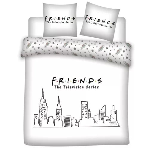 ☕ Parure de lit double Friends White – 240×220 cm
