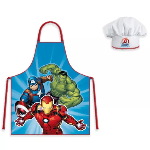 🌌 Ensemble enfant 2 pièces – Avengers & Gardiens de la Galaxie – Tablier + Bonnet