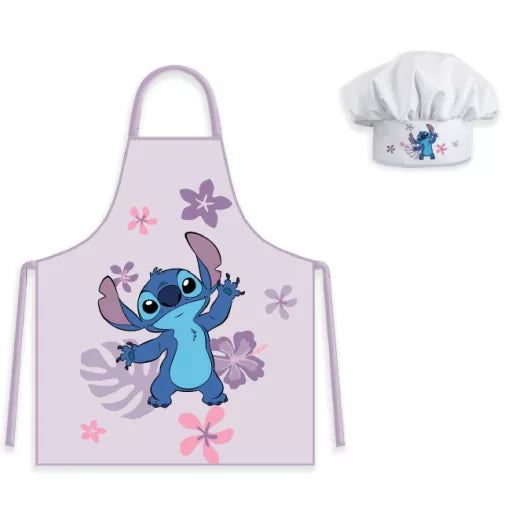 🌺 Ensemble 2 pièces – Lilo & Stitch « Le chien étoile Hibiscus » – Tablier + Bonnet