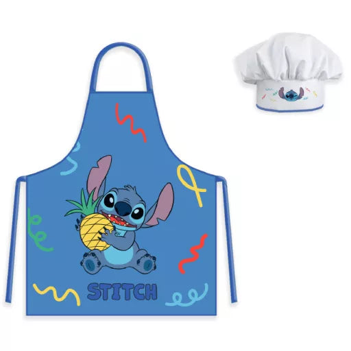 🌺 Ensemble 2 pièces – Lilo & Stitch « Le chien étoile Ananas » – Tablier + Bonnet