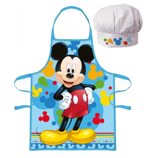 🎨 Ensemble enfant 2 pièces – Disney Mickey « Couleurs souriantes » – Tablier + Bonnet