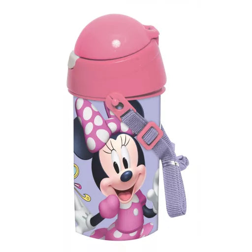 🎀 Bouteille Disney Minnie Smiles en plastique avec paille et crochet – 500 ml