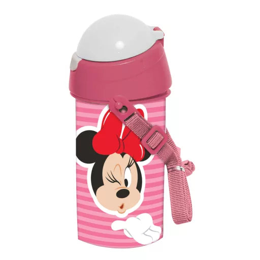 🎀 Bouteille Disney Minnie Wink en plastique avec paille et crochet – 500 ml