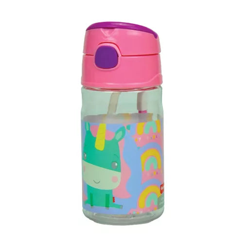 🦄 Bouteille Fisher-Price Unicorn avec paille et crochet – 350 ml