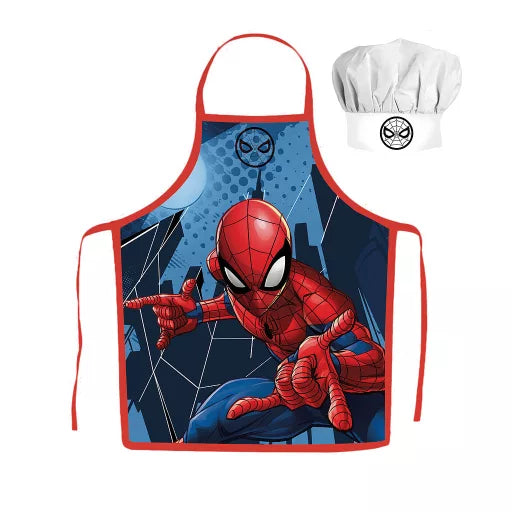 🕸️ Ensemble enfant 2 pièces – Spiderman bleu – Tablier + Bonnet