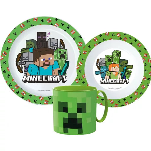 ⛏️ Service de table Minecraft Pixelcraft – Micro-ensemble en plastique (mug 265 ml) 🟩