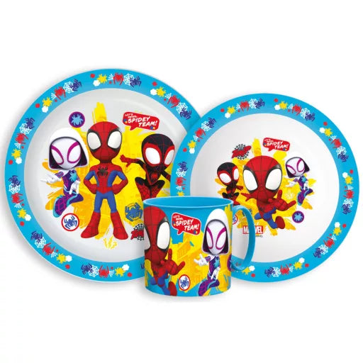 🕷️ Service de table Spiderman – Micro-ensemble en plastique (mug 265 ml)