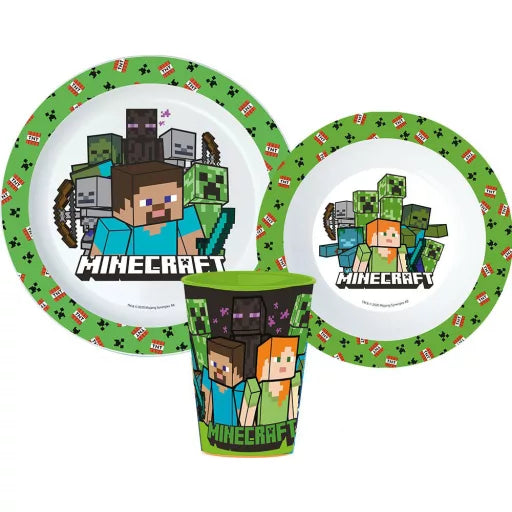 ⛏️ Service de table Minecraft – Micro-ensemble en plastique (tasse 260 ml) 🟩