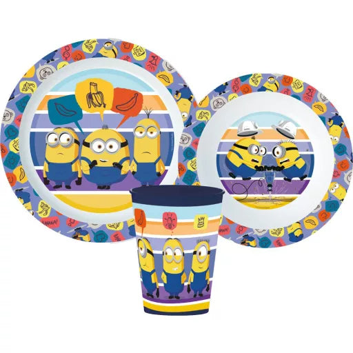 🍌 Service de table Minions – Micro-ensemble en plastique (tasse 260 ml)