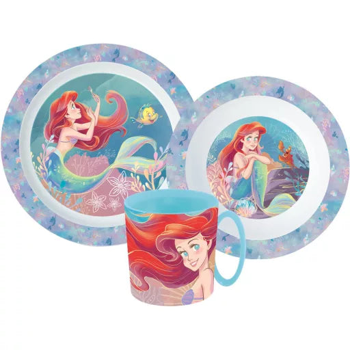 🧜♀️ Service de table Disney Princess Ariel – Micro-ensemble en plastique (mug 350 ml) 🌊