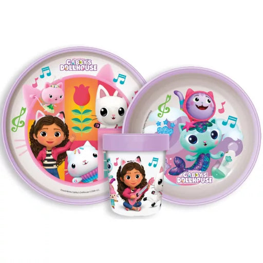 🐱✨ Ensemble de salle à manger antidérapant Gabby's Dollhouse – Microplastique (tasse 260 ml)