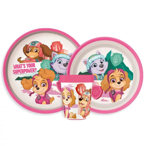 🐾 Ensemble de salle à manger antidérapant Paw Patrol Superpowers – Microplastique (tasse 260 ml)