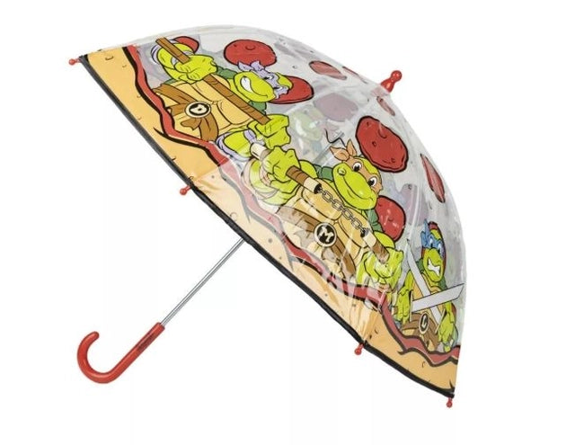 Parapluie Transparent Ninja Turtles Pizza – Ø71 cm de Fun pour Petits Ninjas Gourmands ☔✨
