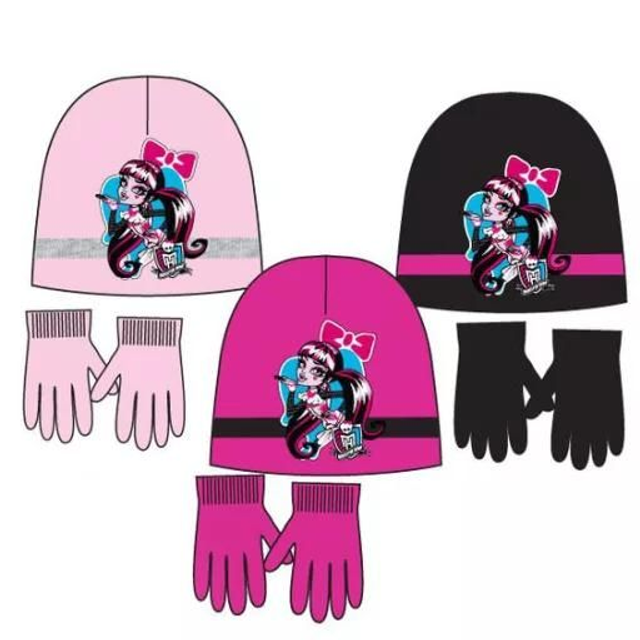 🖤 Ensemble Bonnet + Gants Monster High pour Enfants – Part Lot de 3