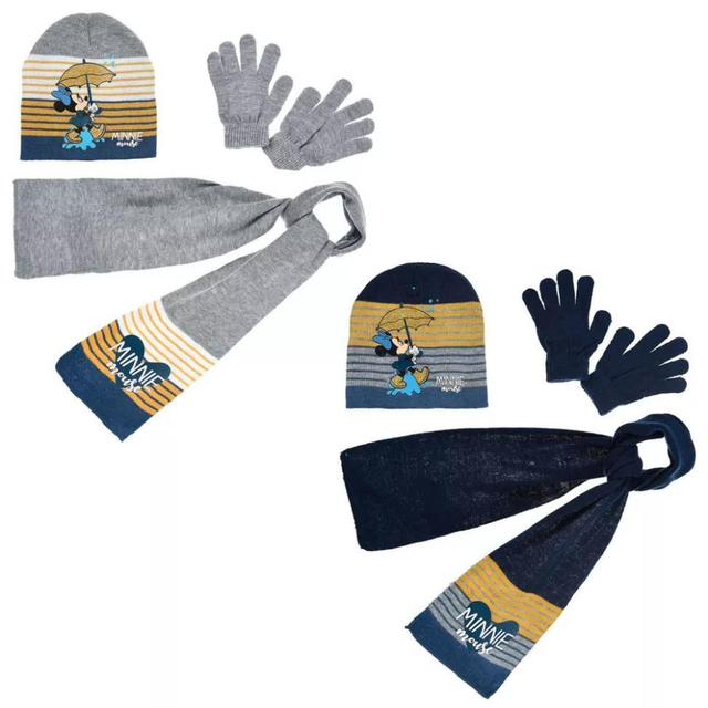 🎀 Ensemble Bonnet + Écharpe + Gants Disney Minnie Rain pour Enfants – Part Lot de 2