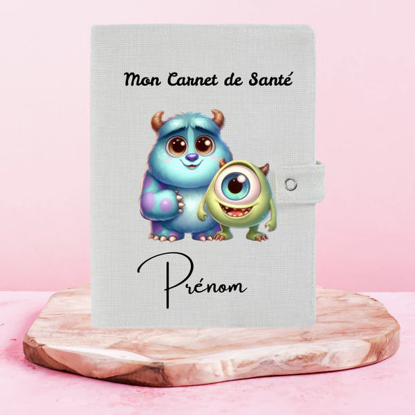 👾💙 Monstres & Cie – Protège Carnet de Santé Personnalisable