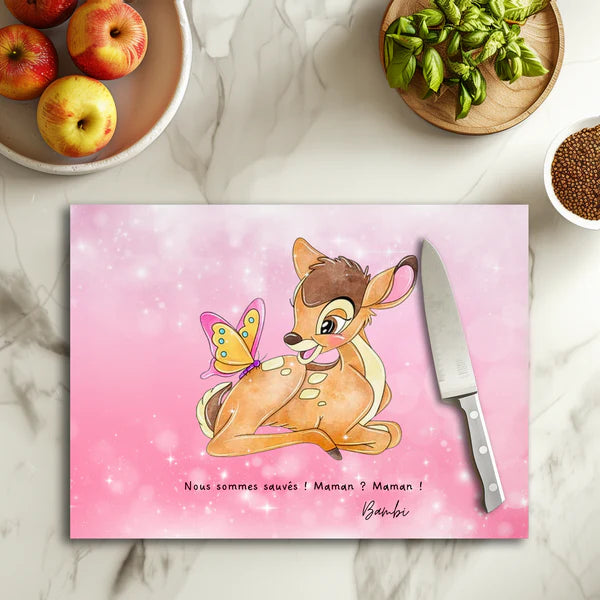 🦌🌿 Bambi – Planche à découper en verre
