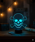 ☠️✨ Lampe Illusion 3D Tête de Mort Pirate