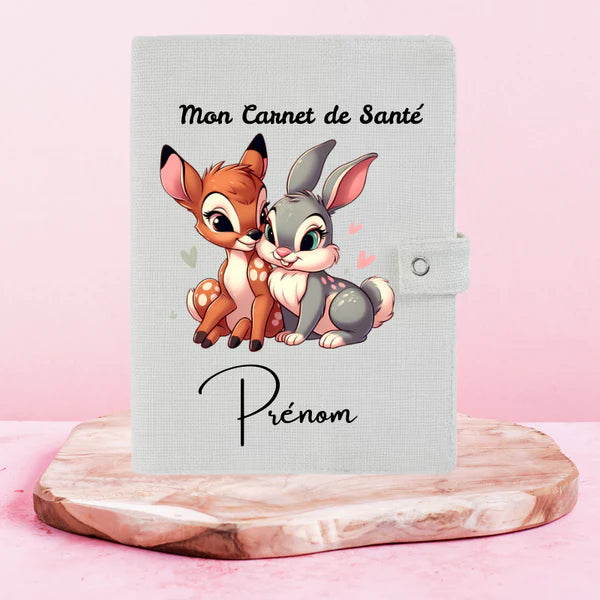 🦌🐰 Bambi x Panpan – Protège Carnet de Santé Personnalisable
