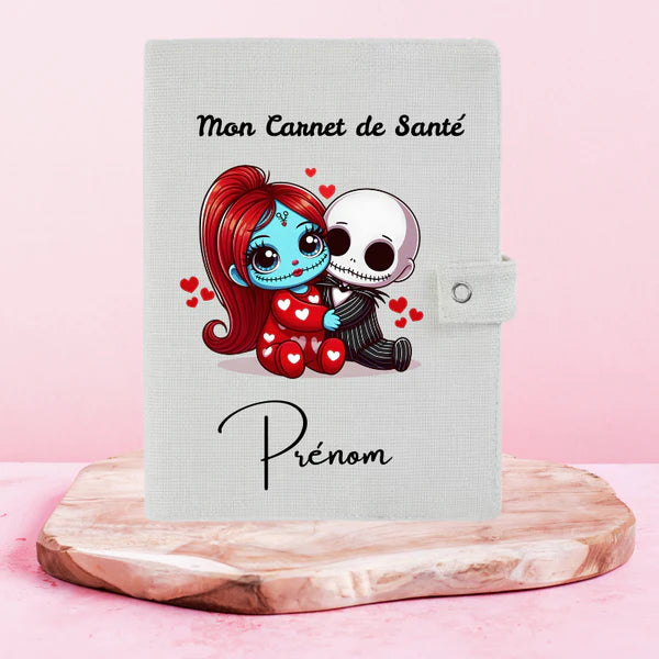 🎃💀 Jack x Sally – Protège Carnet de Santé Personnalisable