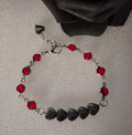❤️✨ Bracelet Cœur en Hématite &amp; Zircon Rouge