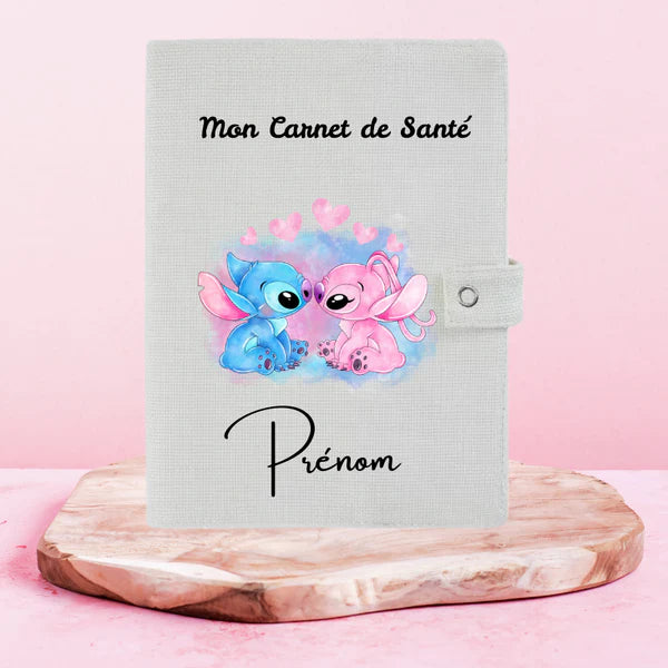 💙💗 Stitch x Angel – Protège Carnet de Santé Personnalisable