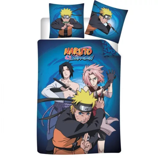 🍥 Parure de lit Naruto Ninja Trio – 140×200 cm + taie 63×63 cm