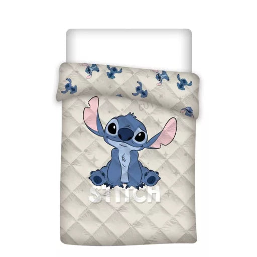 💙⭐ Couvre‑lit matelassé Disney Lilo & Stitch – le chien étoile – 140 × 200 cm