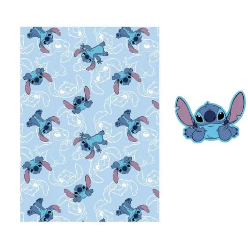 🌺 Ensemble couverture polaire + coussin Disney Lilo & Stitch – Le chien étoile sur le ventre