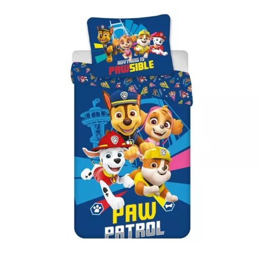 🐾 Parure de lit Paw Patrol Pawsible Blue – 140×200 cm + taie 65×65 cm