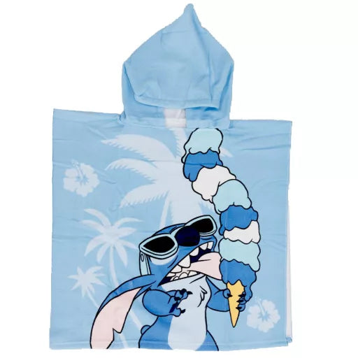 🍦👽 Poncho de plage – Disney Lilo et Stitch : Chien Étoile & Crème Glacée – séchage rapide – 55 × 110 cm