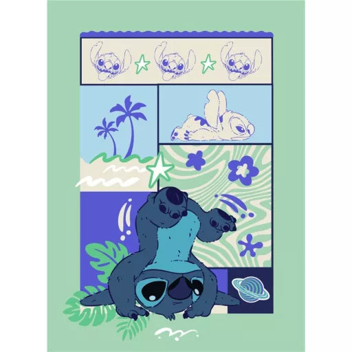 🌊 Couverture en flanelle Disney – Lilo & Stitch, le chien étoile – Brise océanique – 110 x 150 cm