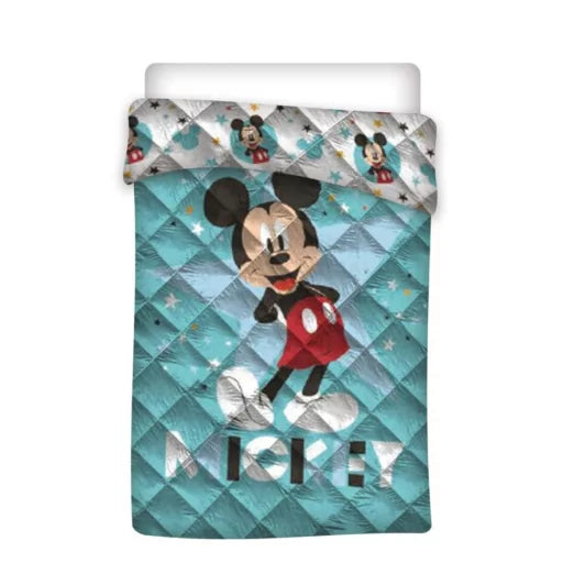 💙🐭 Couvre‑lit matelassé Disney Mickey Pose bleu – 140 × 200 cm