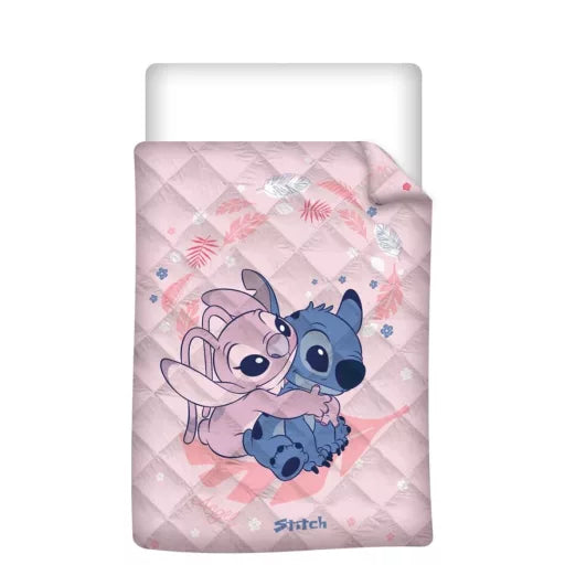 🌙💙 Couvre‑lit matelassé Disney Lilo & Stitch – Le Chien Étoile &amp; l’Ange Câlin