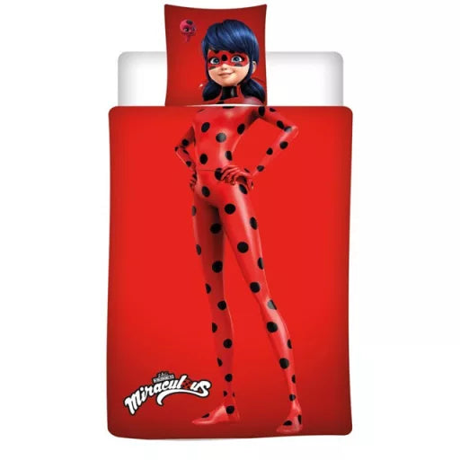 🐞 Housse de couette Miraculous Ladybug – 140×200 cm + taie 65×65 cm
