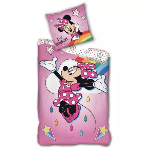 🌈 Housse de couette Disney Minnie Rainbows Microfibre – 140×200 cm + taie 63×63 cm