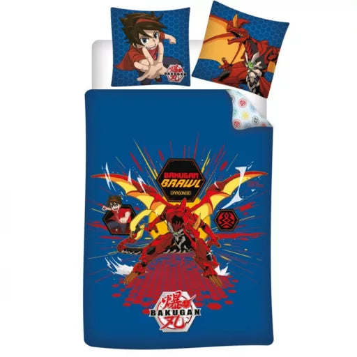 🐉 Parure de lit Bakugan Dragon Battle – 140×200 cm + taie 63×63 cm