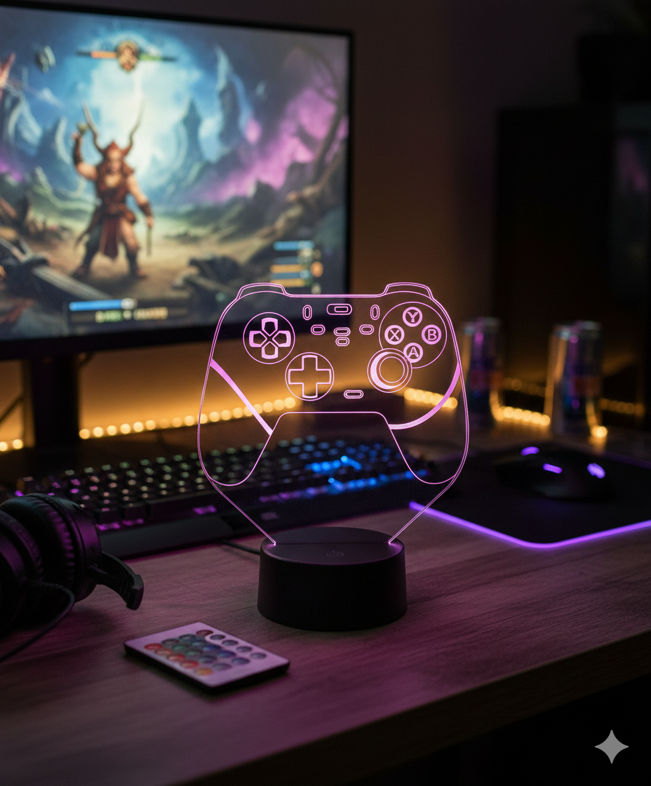 🎮✨ Lampe Illusion 3D Manette de Jeu Nintendo