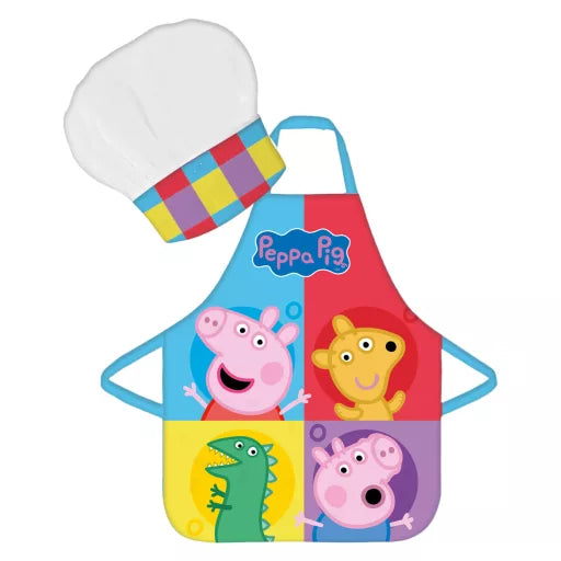 🐷 Ensemble enfant 2 pièces – Peppa Pig « Équipe Peppa Pig » – Tablier + Bonnet