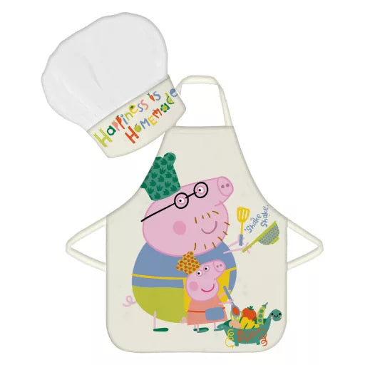 🥤 Ensemble enfant 2 pièces – Peppa Pig « Shake » – Tablier + Bonnet