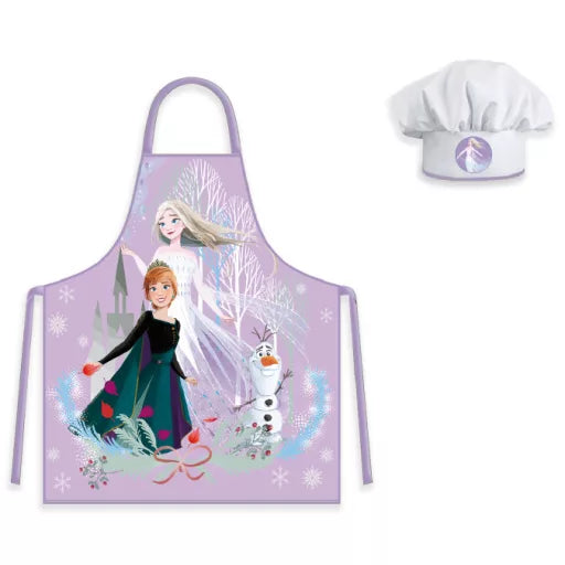 🍂 Ensemble enfant 2 pièces – Disney La Reine des Neiges « Violet Automne » – Tablier + Bonnet