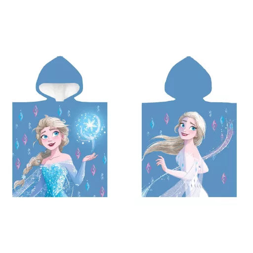 ❄️👑 Serviette de plage poncho – Disney La Reine des Neiges : Elsa – 100 % coton – 50 × 100 cm