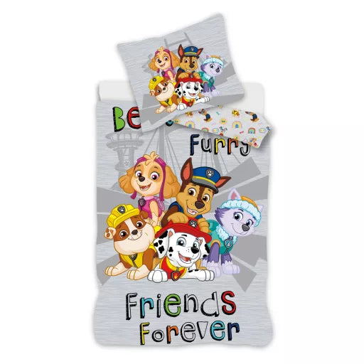 🐾 Parure de lit Paw Patrol Gris – 140×200 cm + taie 70×90 cm