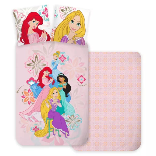 👑 Housse de couette Disney Princess Bloom – 140×200 cm + taie 70×90 cm