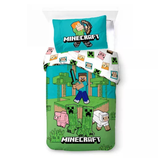 🧱 Parure de lit Minecraft Jungle Explore – 140×200 cm + taie 70×90 cm