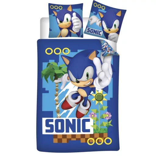⚡ Parure de lit enfant – Sonic le Hérisson « The Hedgehog Turbo » – 100×135 cm + Taie 40×60 cm