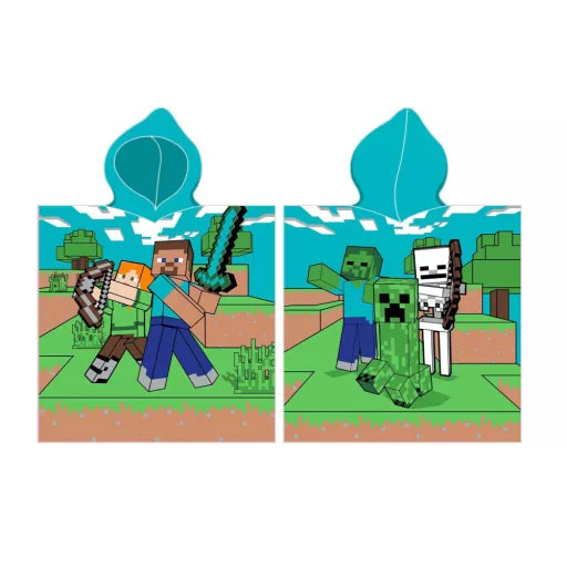 💎🗡️ Poncho de plage – Minecraft : Diamond Defender – 100 % coton – 50 × 115 cm