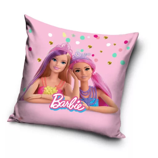 💖👯♀️ Taie d’oreiller – Barbie Friends – 40x40 cm – effet velours – coussin inclus
